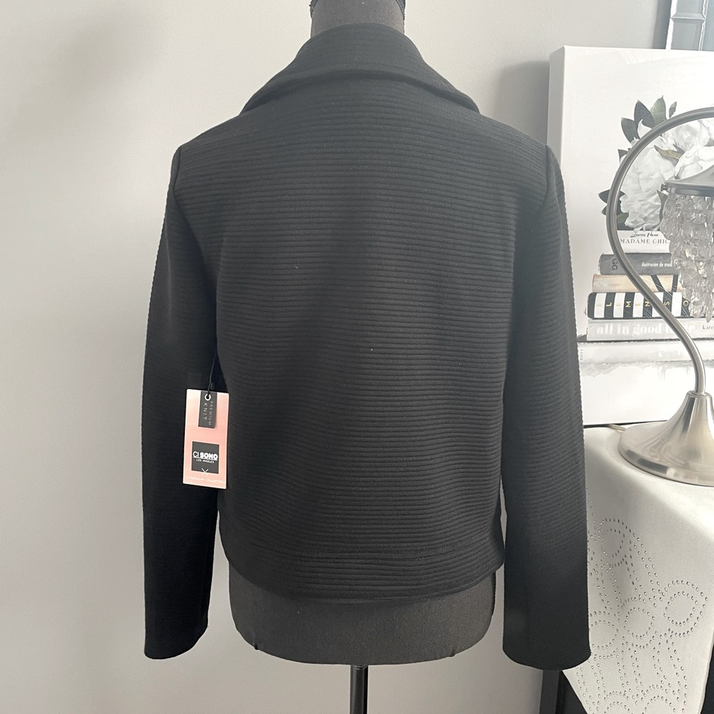 Black Ribbed Moto Jacket NWT - Picture 3 of 6